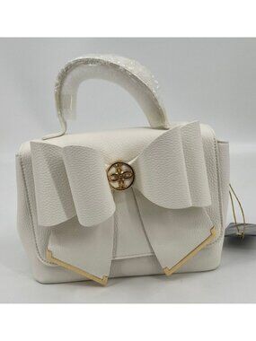 Crossi Jasmine Bowtie Crossbody White Vegan Leather Gold Hardware Snap